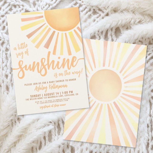Invitación Fiesta de Sol Boho Neutral para el Bebé (Sunshine Gender Neutral Boho Sun Baby Shower Invitation)