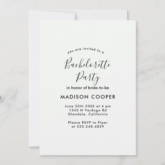 Invitación Fiesta de soltera (Anverso)