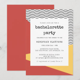 Invitación Fiesta de soltera al estilo Pop art Memphis de los