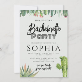 Invitación Fiesta de Soltera Cactus Acuarela Jardín de Salvia