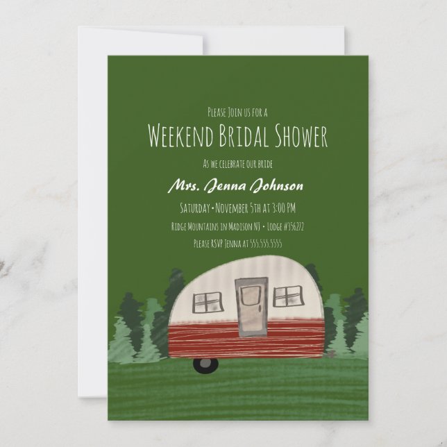 Invitación Fiesta de Soltera Campista Montañas Fin de Semana  (Anverso)