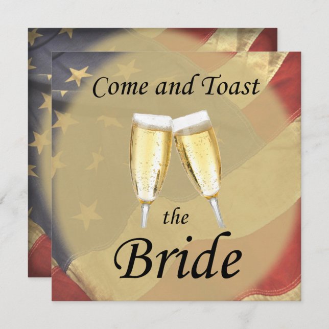 Invitación Fiesta de Soltera con Bandera Americana (Anverso / Reverso)