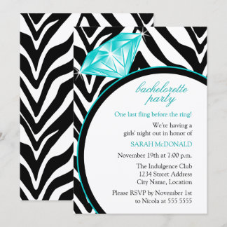 Invitación Fiesta de Soltera con Estampado de Cebra y Anillo