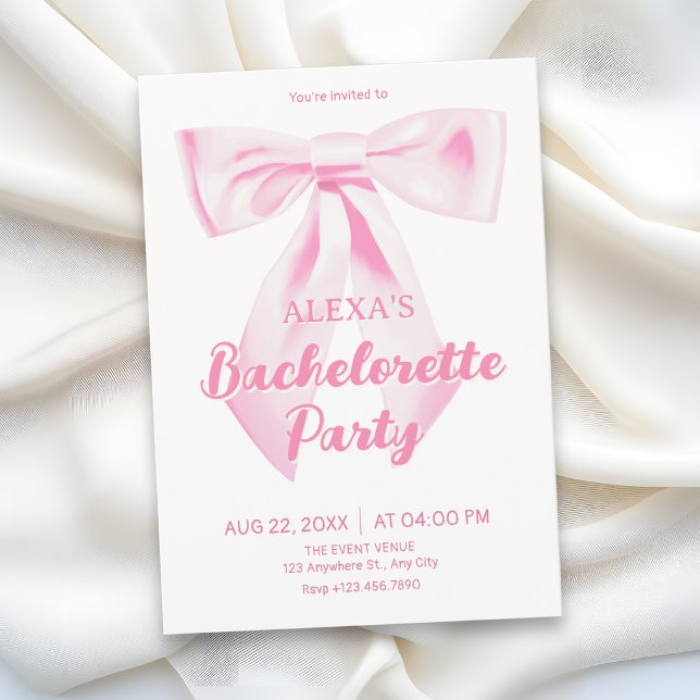 Invitación Fiesta de soltera con lazo rosa (Subido por el creador)