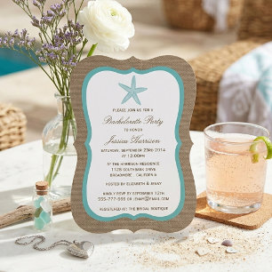 Invitación Fiesta de Soltera de Estrella de Mar Turquesa en P