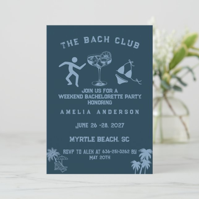 Invitación Fiesta de soltera de fin de semana moderna y perso (Anverso de pie)