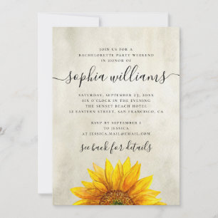 Invitación Fiesta de soltera de girasol floral y rústica fin