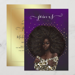 Invitación Fiesta de soltera de la fashionista afroamericana