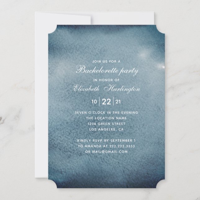 Invitación Fiesta de soltera de la marina. Azul acuático mode (Anverso)