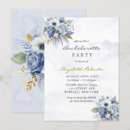 Invitación Fiesta de soltera de la Moda de oro azul de la mar