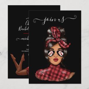 Invitación Fiesta de soltera de Navidad afroamericana