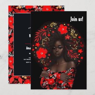 Invitación Fiesta de soltera de Navidad afroamericana