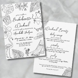 Invitación Fiesta de Soltera de Playa Tropical Dibujada a Man