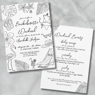 Invitación Fiesta de Soltera de Playa Tropical Dibujada a Man