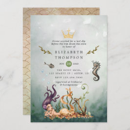 Invitación Fiesta de soltera de sirena náutica bajo el mar