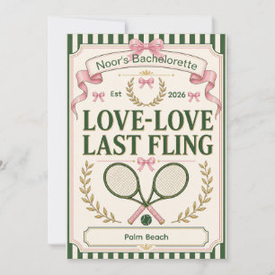 Invitación Fiesta de soltera de tenis personalizada verde bei