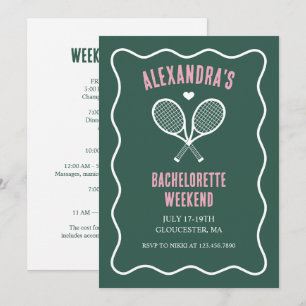 Invitación Fiesta de soltera de tenis verde preppy