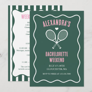 Invitación Fiesta de soltera de tenis verde preppy