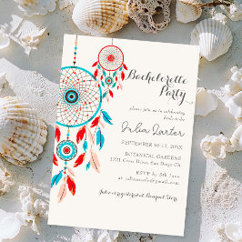 Invitación Fiesta de soltera Dreamcatcher de plumas tribales