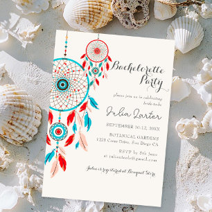 Invitación Fiesta de soltera Dreamcatcher de plumas tribales