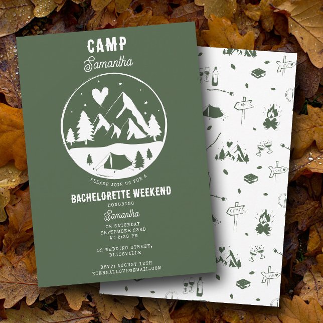 Invitación Fiesta de Soltera en el Campamento Bach Fin de Sem (Camp Bachelorette Party Camping Bach Weekend Invitation)