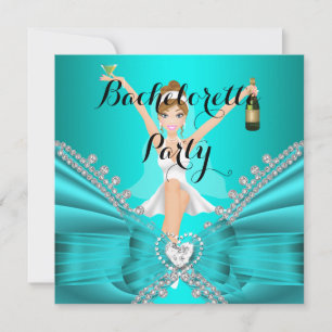 Invitación Fiesta de Soltera Encaje de Diamante Azul Teal div