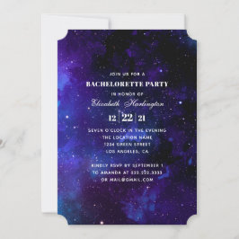 Invitación Fiesta de soltera espacial. Boda de estrellas noct