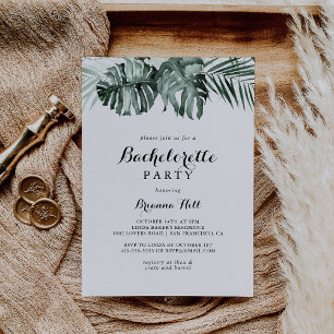 Invitación Fiesta de soltera floral blanca de vegetación trop
