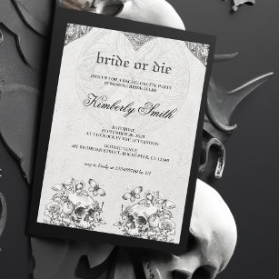 Invitación Fiesta de soltera gótica de novia o muerte