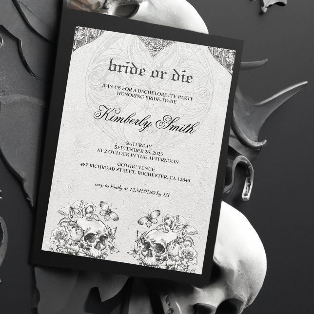 Invitación Fiesta de soltera gótica de novia o muerte (Subido por el creador)