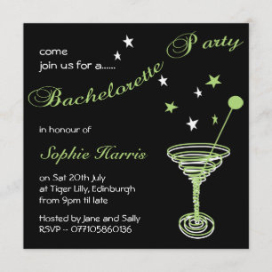 Invitación Fiesta de soltera martinita verde simple