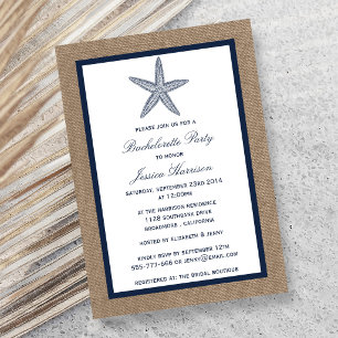 Invitación Fiesta de Soltera Navy Starfish Playa Arpillera