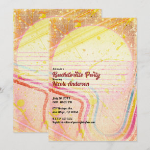 Invitación Fiesta de Soltera Retro Vintage Amarillo Tema 80's