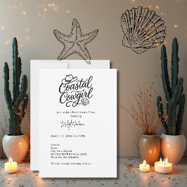 Invitación fiesta de soltera vaquera costera con letra negra