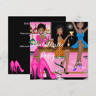 Invitación Fiesta de Soltera Zapato Tacones Altos Rosa Azul Z