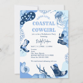 Invitación fiesta de soltería de cowgirl de la costa azul