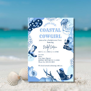 Invitación fiesta de soltería de cowgirl de la costa azul