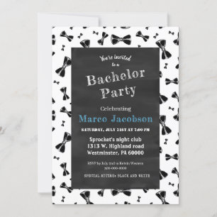 Invitación Fiesta de soltería de la bowtie negra
