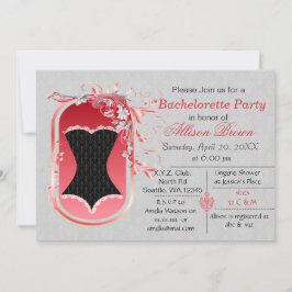 Invitación fiesta de soltería elegante de corset negro, invit