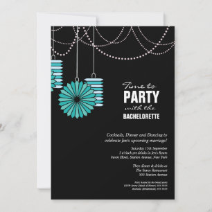 Invitación Fiesta de soltero Aqua Papel azul Lanza ruedas