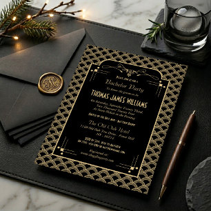 Invitación Fiesta de soltero Art Déco de Gatsby de la década