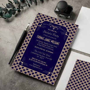 Invitación Fiesta de soltero Art Deco de Gatsby de la década
