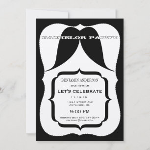 Invitación Fiesta de Soltero Bigote Sr. Correcto Hipster Retr