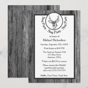 Invitación Fiesta de Soltero Ciervo Negro y Blanco