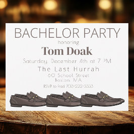 Invitación Fiesta de Soltero con Estilo Tres Pares de Zapatos