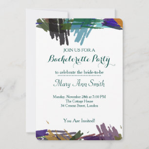 Invitación Fiesta de soltero con pintura abstracta en acuarel