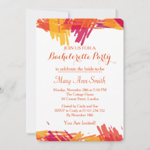 Invitación Fiesta de soltero con pintura abstracta en acuarel