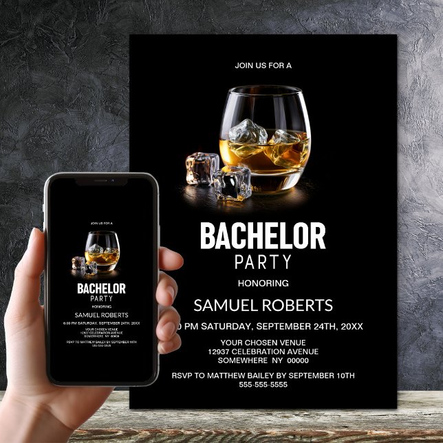 Invitación Fiesta de Soltero con Tema de Whisky (Subido por el creador)