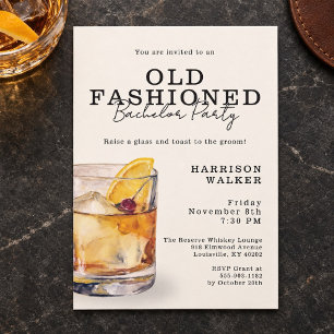 Invitación Fiesta de Soltero con Tema de Whisky Old Fashioned