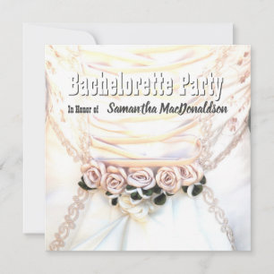 Invitación Fiesta de soltero con vestido de boda floral